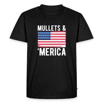 Mullets & Merica Shirt Gift USA Flag - Men's Premium Organic T-Shirt - black - Front - Nico (187cm)