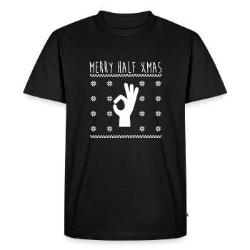 Merry Half XMas Gift Christmas In July - Men's Premium Organic T-Shirt - black - Front - Nico (187cm)