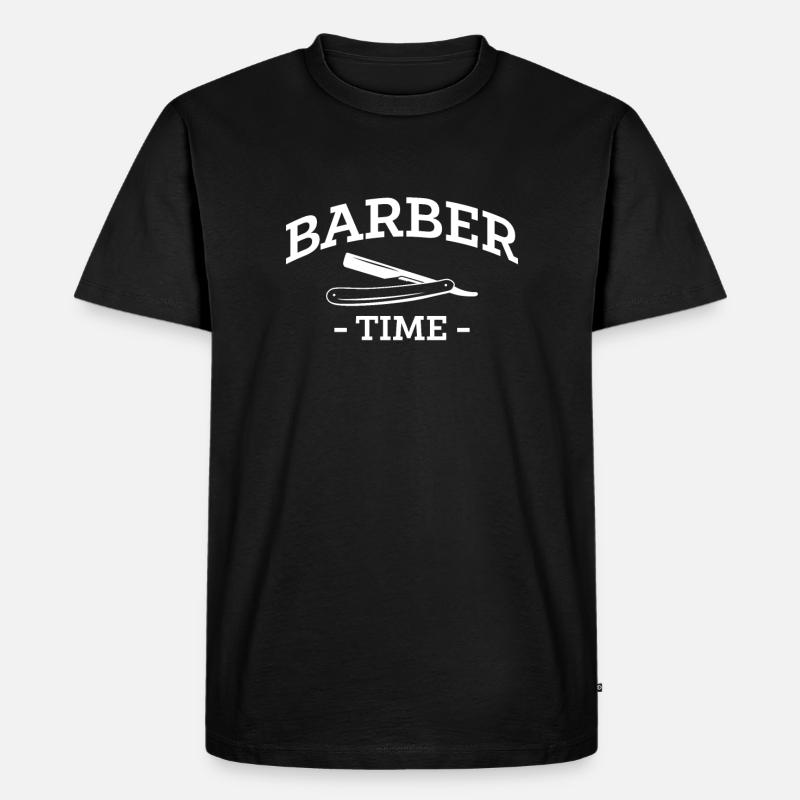 Barber Time Geschenk Bart Friseur - Männer Premium Bio T-Shirt - Schwarz