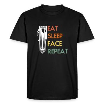 Manger Dormir Visage Répéter Barbier Chemise Cadeau - T-shirt Premium bio Homme - noir - Devant - Nico (187cm)