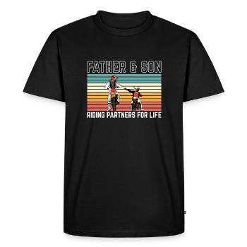 Père & Fils Partenaires de conduite Pour la vie Motocross - T-shirt Premium bio Homme - noir - Devant - Nico (187cm)