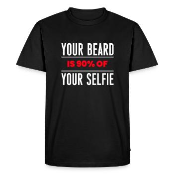 Votre barbe représente 90% de votre chemise selfie - T-shirt Premium bio Homme - noir - Devant - Nico (187cm)