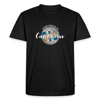 Lune de miel Lune de miel Chemise de vacances Caraïbes - T-shirt Premium bio Homme - noir - Devant - Nico (187cm)