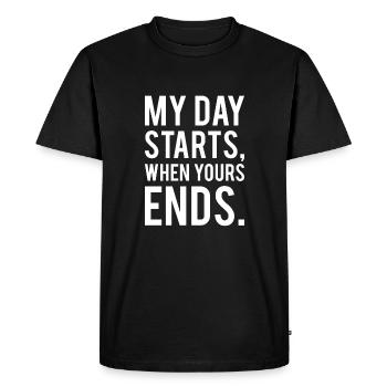 Ma journée commence quand la vôtre se termine - T-shirt Premium bio Homme - noir - Devant - Nico (187cm)