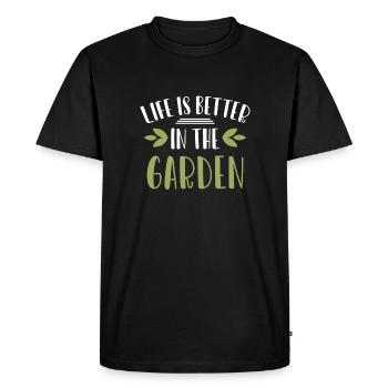 La vie est meilleure dans le jardinier en chemise de jardin - T-shirt Premium bio Homme - noir - Devant - Nico (187cm)
