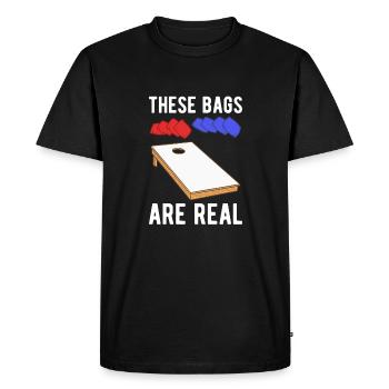 These Bags Are Real Cornhole Shirt Gift - Men's Premium Organic T-Shirt - black - Front - Nico (187cm)