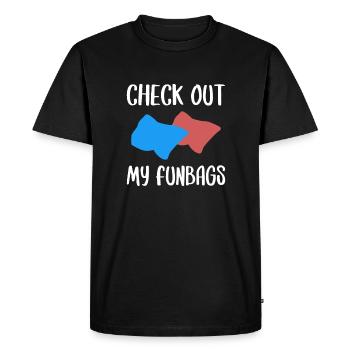 Check Out My Funbags Shirt Gift Cornhole - Men's Premium Organic T-Shirt - black - Front - Nico (187cm)