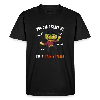 Tu ne peux pas me faire peur dans une chemise de coiffeur - T-shirt Premium bio Homme - noir - Devant - Nico (187cm)