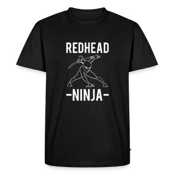 Chemise Ninja Rousse Cadeau Cheveux Roux - T-shirt Premium bio Homme - noir - Devant - Nico (187cm)