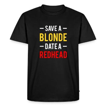 Save A Blond Date A Redhead - Men's Premium Organic T-Shirt - black - Front - Nico (187cm)