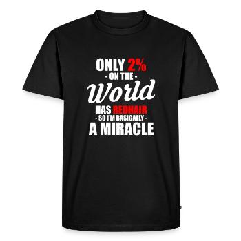 Seulement 2% dans le monde a les cheveux roux - T-shirt Premium bio Homme - noir - Devant - Nico (187cm)
