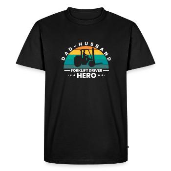 Dad Husband Forklift Driver Hero Shirt Gift - Men's Premium Organic T-Shirt - black - Front - Nico (187cm)