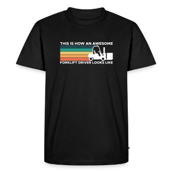 Voici comment un conducteur de chariot élévateur génial ... - T-shirt Premium bio Homme - noir - Devant - Nico (187cm)
