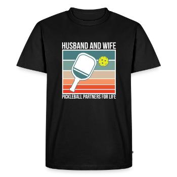Partenaires de pickleball mari et femme pour la vie - T-shirt Premium bio Homme - noir - Devant - Nico (187cm)