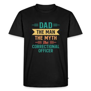 Papa l’homme Le mythe L’agent correctionnel - T-shirt Premium bio Homme - noir - Devant - Nico (187cm)