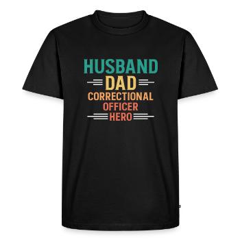 Mari Papa Agent correctionnel Héros - T-shirt Premium bio Homme - noir - Devant - Nico (187cm)