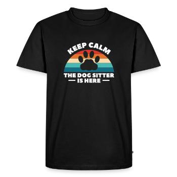 Gardez votre calme Le chien gardien est ici Cadeau de chemise - T-shirt Premium bio Homme - noir - Devant - Nico (187cm)