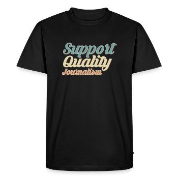 Support Quality Journalism Shirt Gift - Men's Premium Organic T-Shirt - black - Front - Nico (187cm)