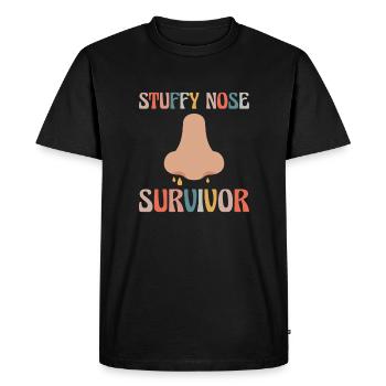 Stuffy Nose Survivor Shirt Gift - Men's Premium Organic T-Shirt - black - Front - Nico (187cm)