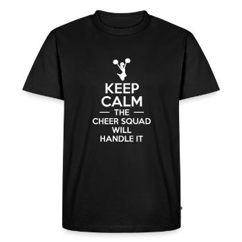 Restez calme L’équipe d’encouragement s’en occupera - T-shirt Premium bio Homme - noir - Devant - Nico (187cm)