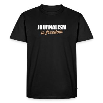 Journalism Is Freedom Shirt - Men's Premium Organic T-Shirt - black - Front - Nico (187cm)