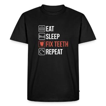 Eat Sleep Fix Teeth Repeat Shirt Gift - Men's Premium Organic T-Shirt - black - Front - Nico (187cm)