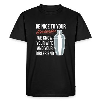 Be Nice To You Bartender Shirt Gift Bartender - T-shirt Premium bio Homme - noir - Devant - Nico (187cm)