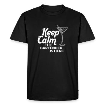 Gardez votre calme Le barman est ici Cadeau de chemise - T-shirt Premium bio Homme - noir - Devant - Nico (187cm)