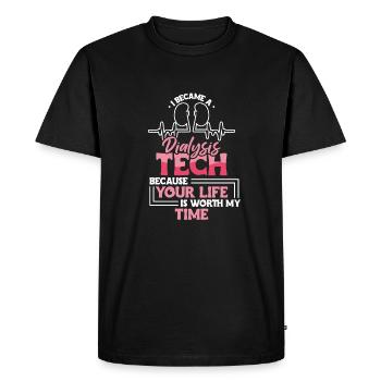 Chemise d’infirmière en dialyse Techn - T-shirt Premium bio Homme - noir - Devant - Nico (187cm)