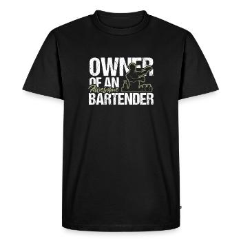 Propriétaire d’une chemise de barman géniale - T-shirt Premium bio Homme - noir - Devant - Nico (187cm)