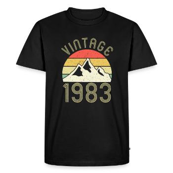 Vintage Berge Mountain 1983 40th birthday - Men's Premium Organic T-Shirt - black - Front - Nico (187cm)