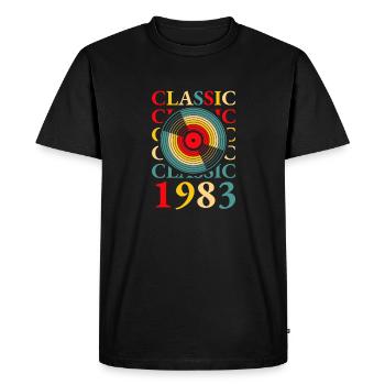 Classic Record 1983 Chemise 40e anniversaire - T-shirt Premium bio Homme - noir - Devant - Nico (187cm)