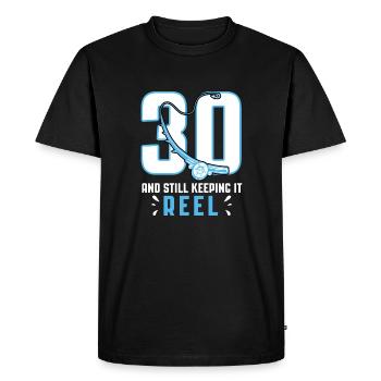 30 Et toujours en gardant le pêcheur à la bobine Fischer - T-shirt Premium bio Homme - noir - Devant - Nico (187cm)