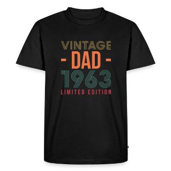 Papa 1963 60e anniversaire Chemise cadeau - T-shirt Premium bio Homme - noir - Devant - Nico (187cm)