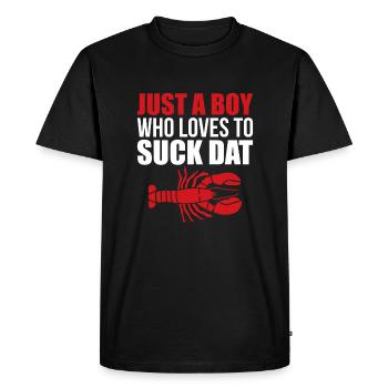 Juste un garçon qui aime sucer la chemise dat écrevisse - T-shirt Premium bio Homme - noir - Devant - Nico (187cm)