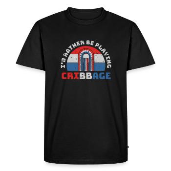 I ́d Rather Be Playing Cribbage Shirt Gift - Men's Premium Organic T-Shirt - black - Front - Nico (187cm)