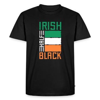 Half Irish Half Black Shirt St. Patrick's Day - Men's Premium Organic T-Shirt - black - Front - Nico (187cm)