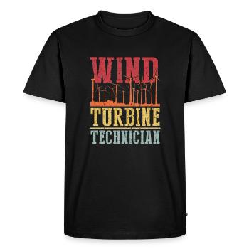 Chemise de technicien en éoliennes Cadeau - T-shirt Premium bio Homme - noir - Devant - Nico (187cm)
