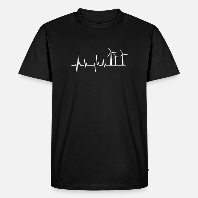 Herzschlag Herzlinie Herzfrequenz Windrad - Männer Premium Bio T-Shirt - Schwarz