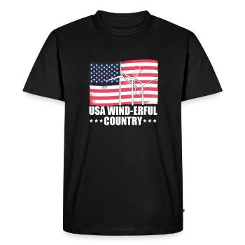 Éoliennes USA Flag America Flag - T-shirt Premium bio Homme - noir - Devant - Nico (187cm)