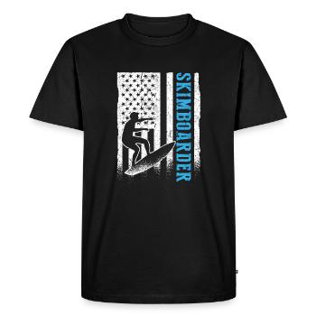 USA Flag America Flag Skimboard Shirt - T-shirt Premium bio Homme - noir - Devant - Nico (187cm)