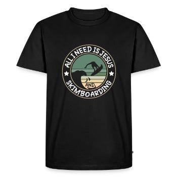 All I Need Is Jesus And Skimboarding - Men's Premium Organic T-Shirt - black - Front - Nico (187cm)