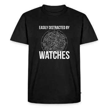 Easily Distracted By Watches - Men's Premium Organic T-Shirt - black - Front - Nico (187cm)
