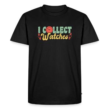 Je collectionne les montres Montres Chemise de collection - T-shirt Premium bio Homme - noir - Devant - Nico (187cm)