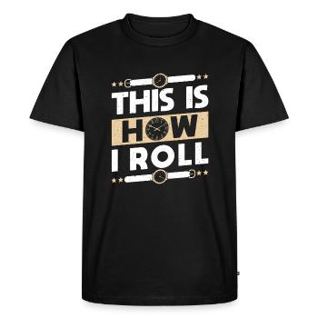 Voici comment je roule montre cadeau de chemise collector - T-shirt Premium bio Homme - noir - Devant - Nico (187cm)