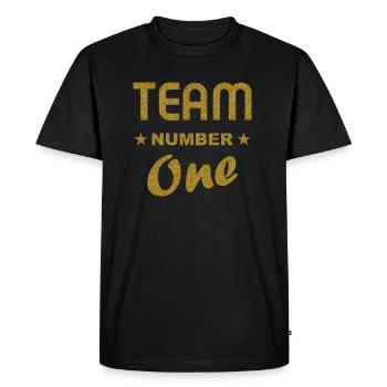 Best Team - Team Number One Gold - Men's Premium Organic T-Shirt - black - Front - Nico (187cm)