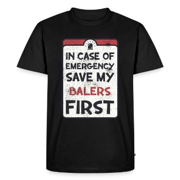 In case of emergency save my balers first. - Men's Premium Organic T-Shirt - black - Front - Nico (187cm)