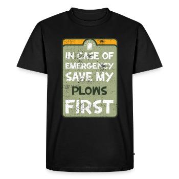 In case of emergency save my plows first. - Men's Premium Organic T-Shirt - black - Front - Nico (187cm)