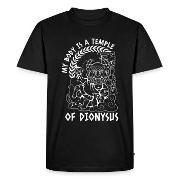Mon corps est un temple de Dionysos - Joie de l'alcool - T-shirt Premium bio Homme - noir - Devant - Nico (187cm)