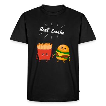 Burger & Fries Couple Gift for Fries Lovers - Men's Premium Organic T-Shirt - black - Front - Nico (187cm)